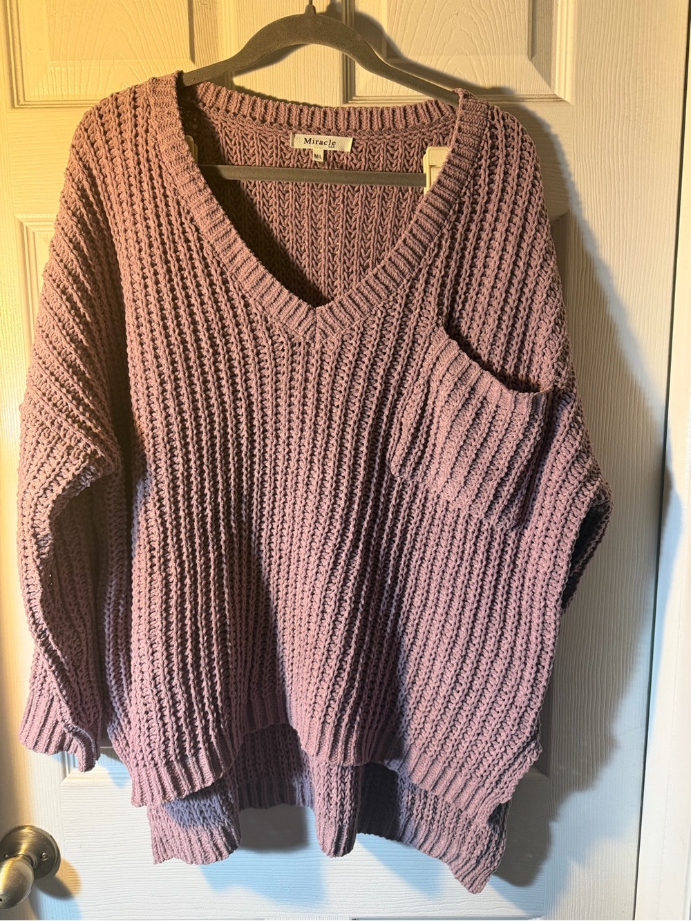 Miracle V-Neck Chunky Knit Sweater in Mauve